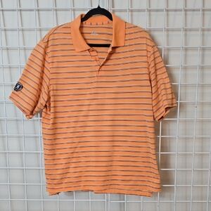 Under Armour Orange and Gray Striped Polo Shirt Size Large